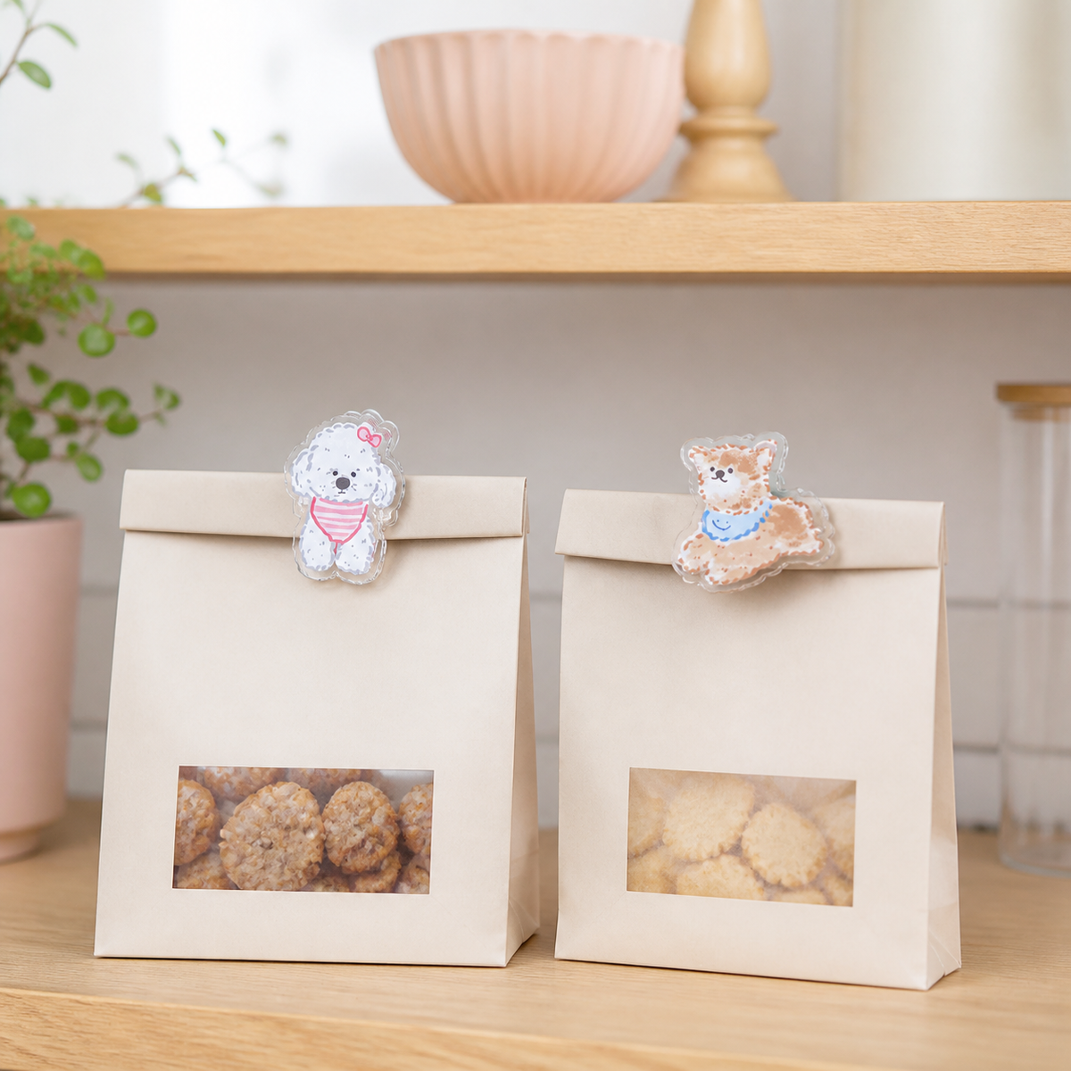 Cute Puppy Double-Sided Clips – Set of 8 Acrylic Note & Snack Clips