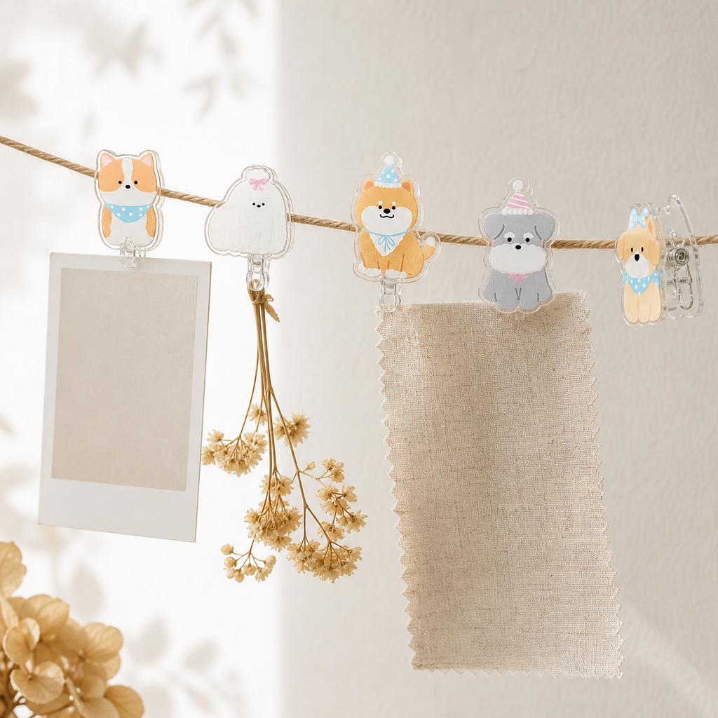 Cute Animal Double-Sided Clips – Set of 10 Acrylic Note & Snack Clips