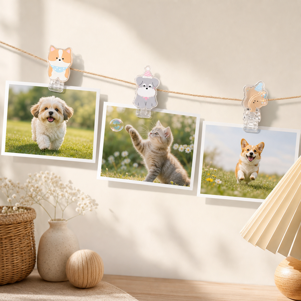 Cute Animal Double-Sided Clips – Set of 10 Acrylic Note & Snack Clips