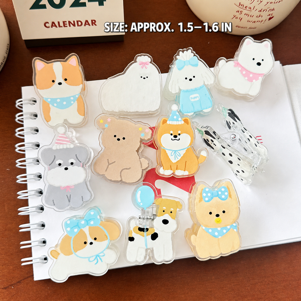 Cute Animal Double-Sided Clips – Set of 10 Acrylic Note & Snack Clips