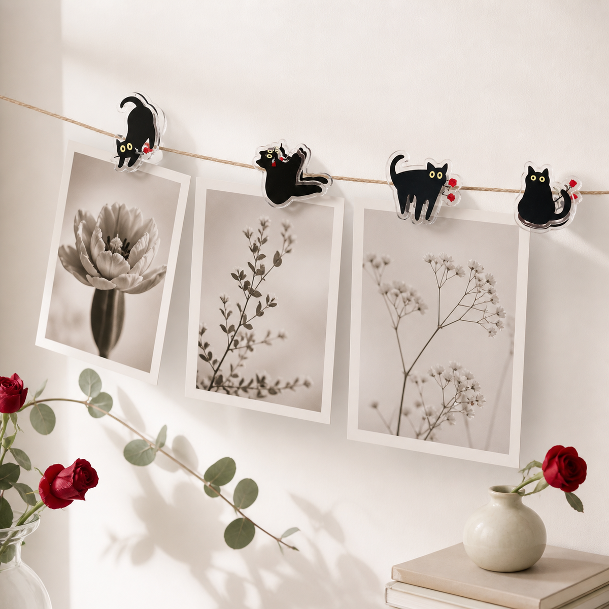 Black Cat Silhouette Double-Sided Clips – Set of 4 Acrylic Note & Snack Clips