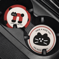 Cheeky Cat Leather Car Coasters, Set of 2