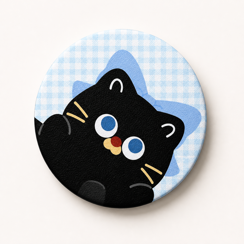 Peekaboo Cat Leather Car Coaster, set of 2