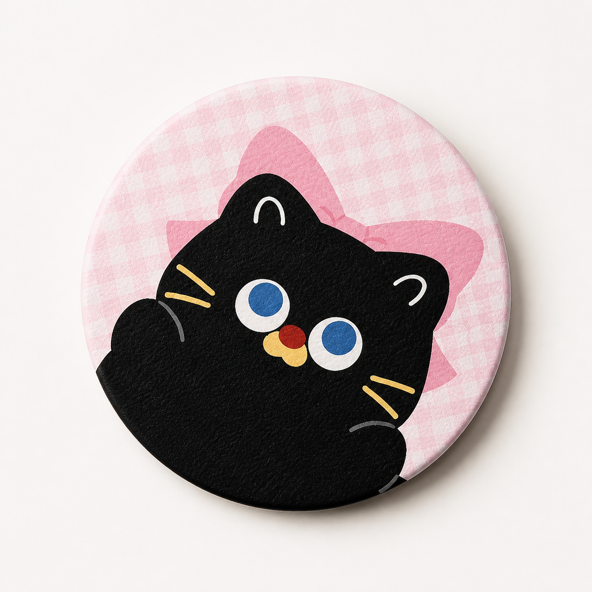 Peekaboo Cat Leather Car Coaster, set of 2