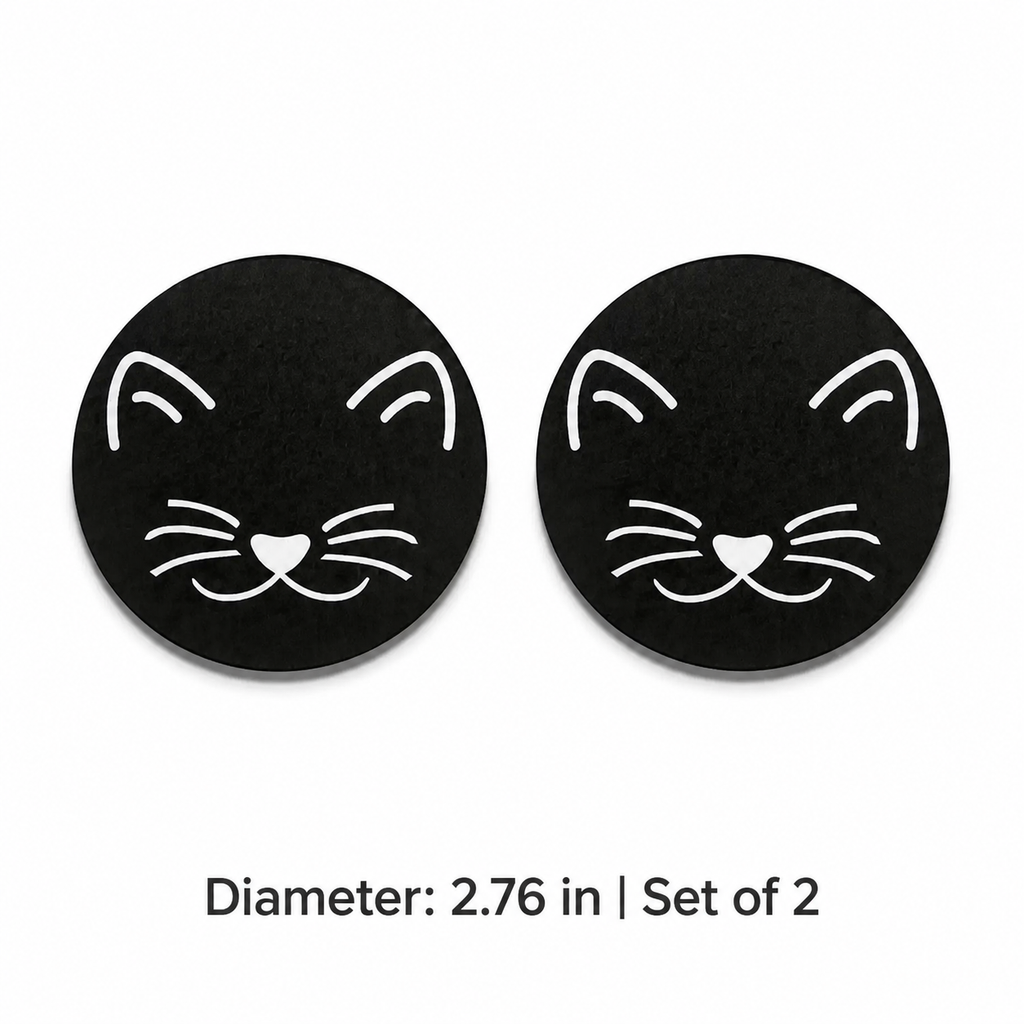 Minimalist Cat Face Leather Car Coaster - Set 2