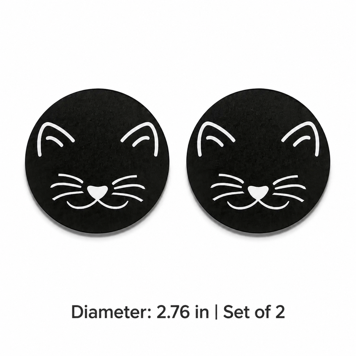 Minimalist Cat Face Leather Car Coaster - Set 2