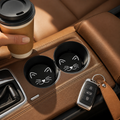 Minimalist Cat Face Leather Car Coaster - Set 2