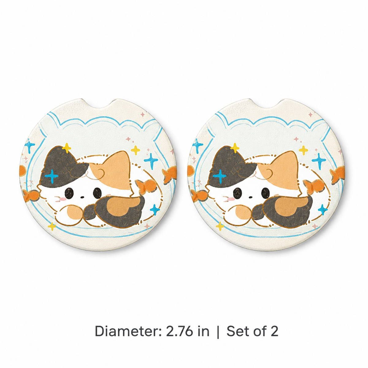 Calico Cat Adventures Leather Car Coaster - Set of 2