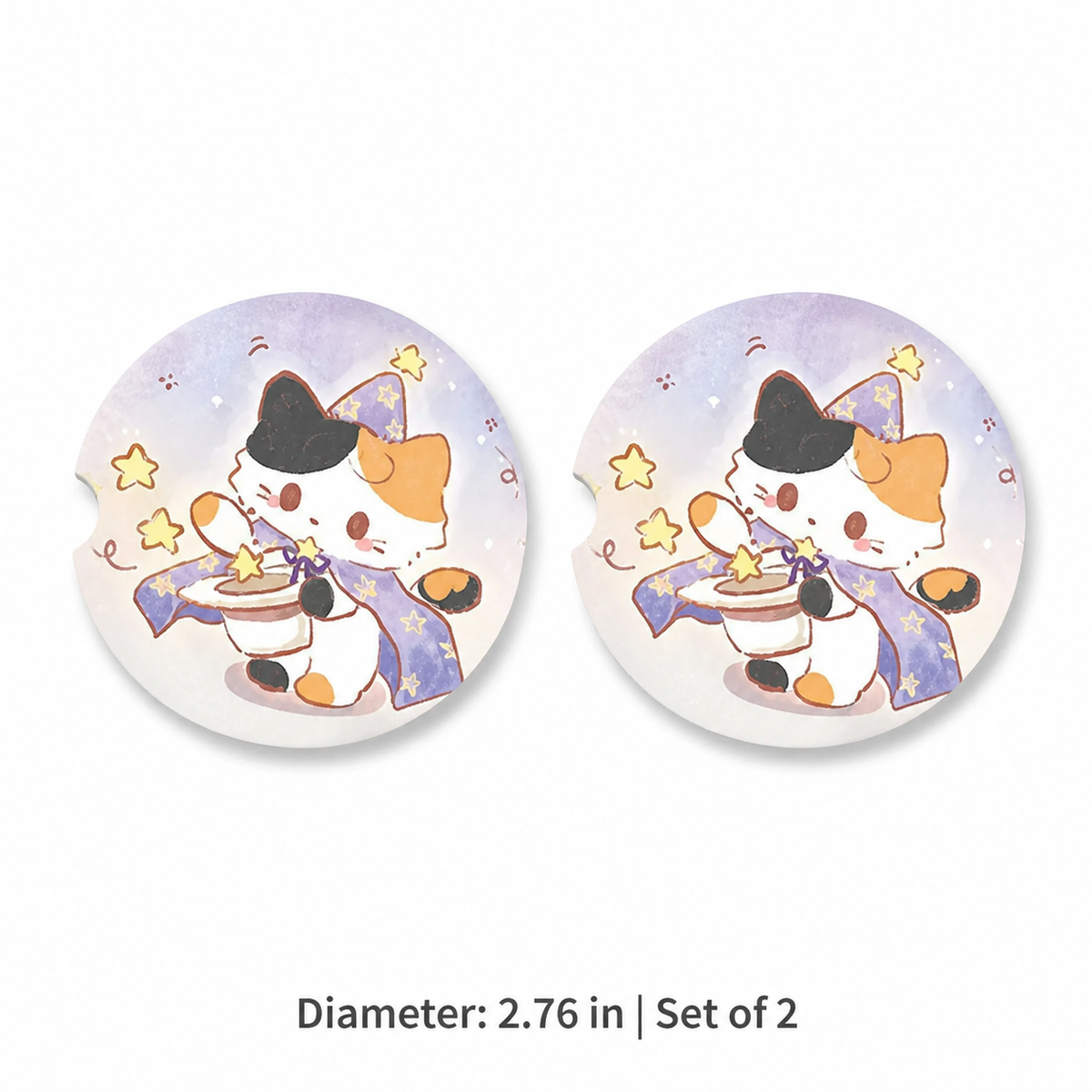 Calico Cat Adventures Leather Car Coaster - Set of 2