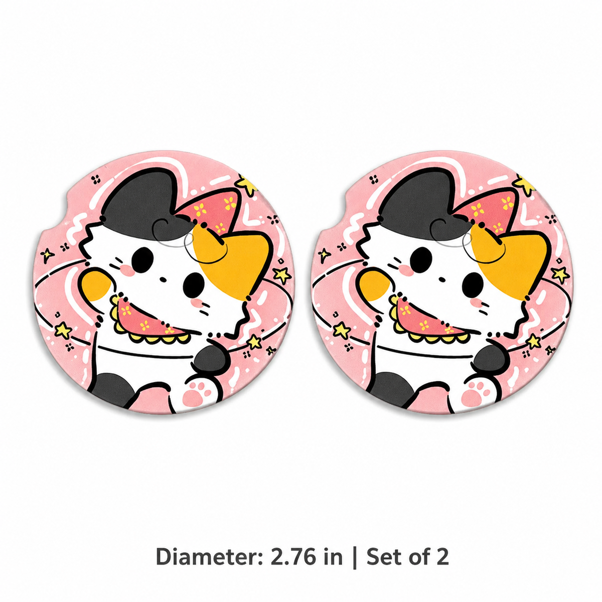 Calico Cat Adventures Leather Car Coaster - Set of 2