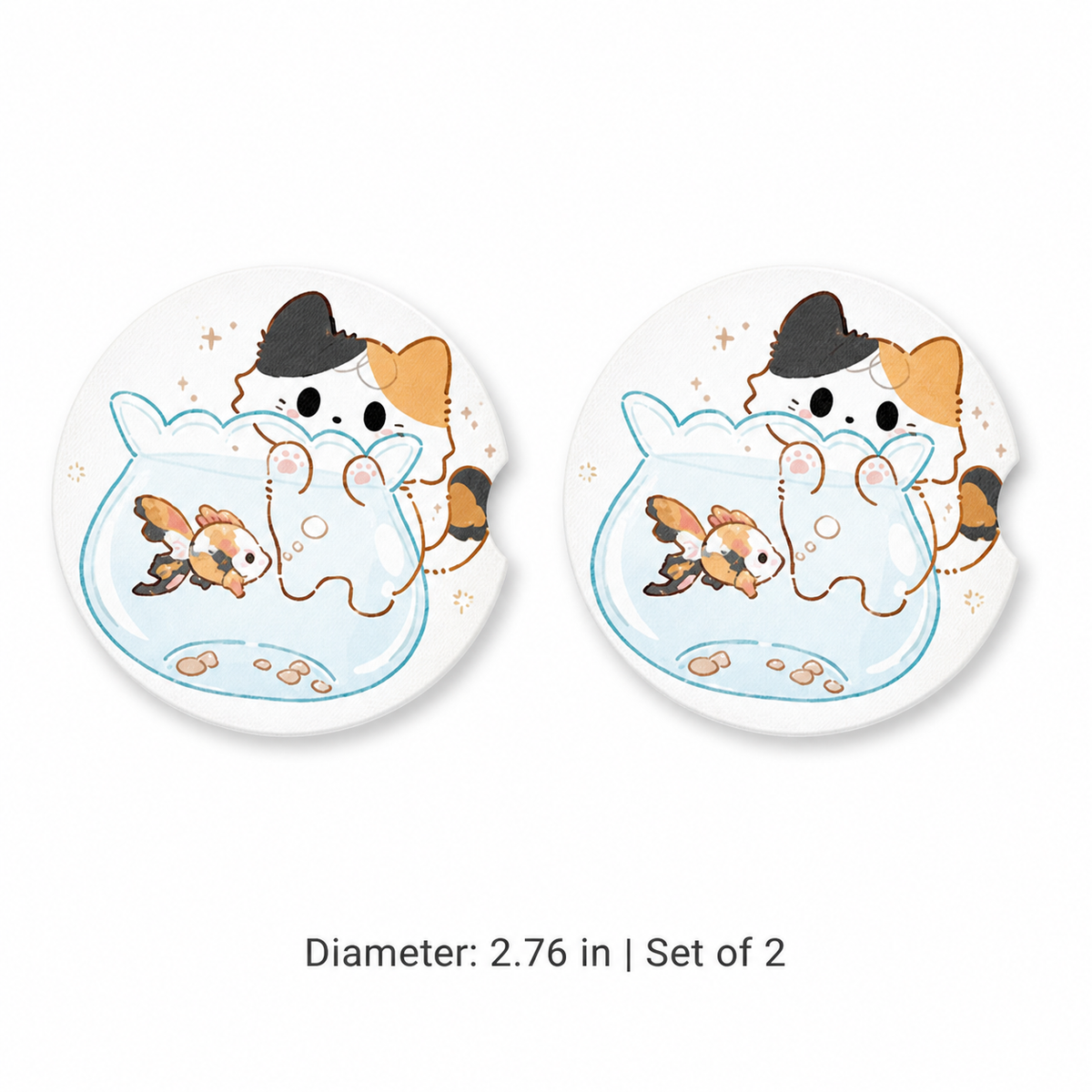 Calico Cat Adventures Leather Car Coaster - Set of 2