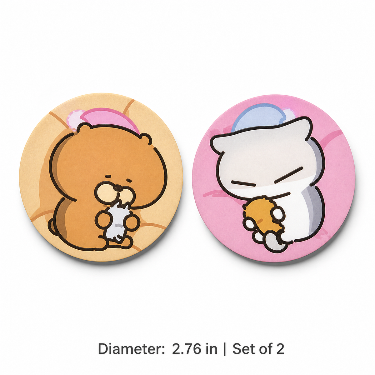 Bubbly Buddies Leather Car Coasters, Set of 2