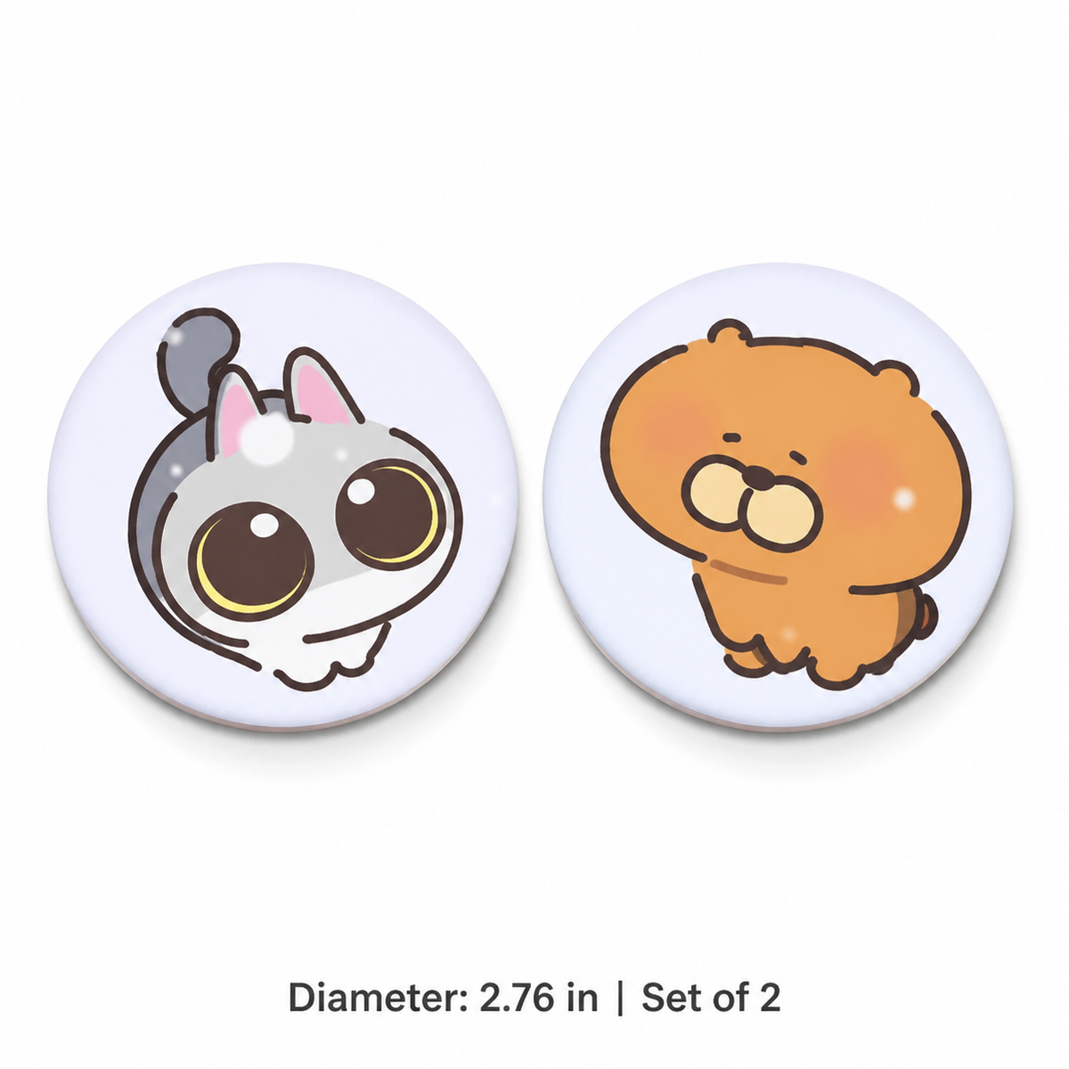Bubbly Buddies Leather Car Coasters, Set of 2
