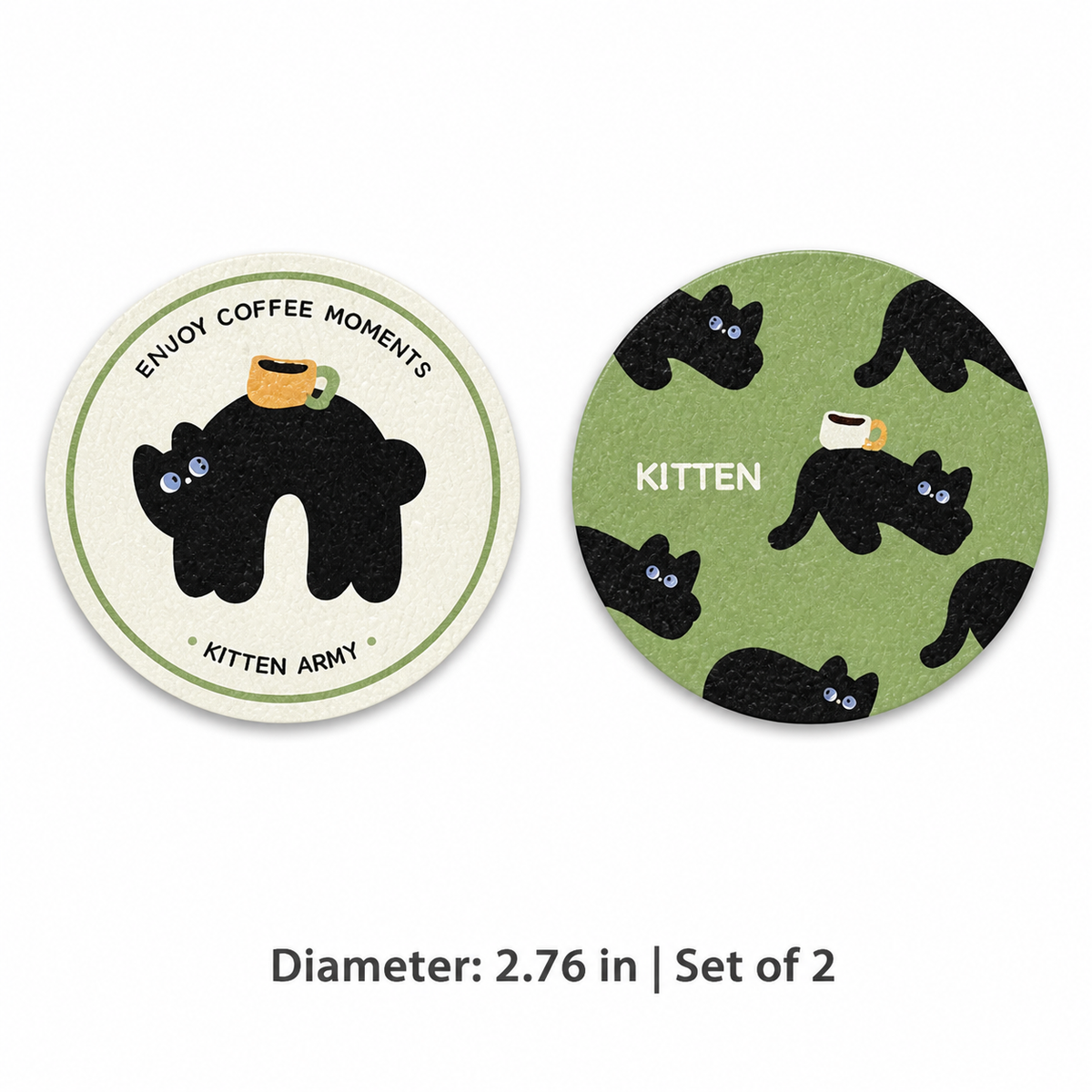 Abby Kitten Leather Car Coasters, Set of 2