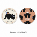 Abby Kitten Leather Car Coasters, Set of 2