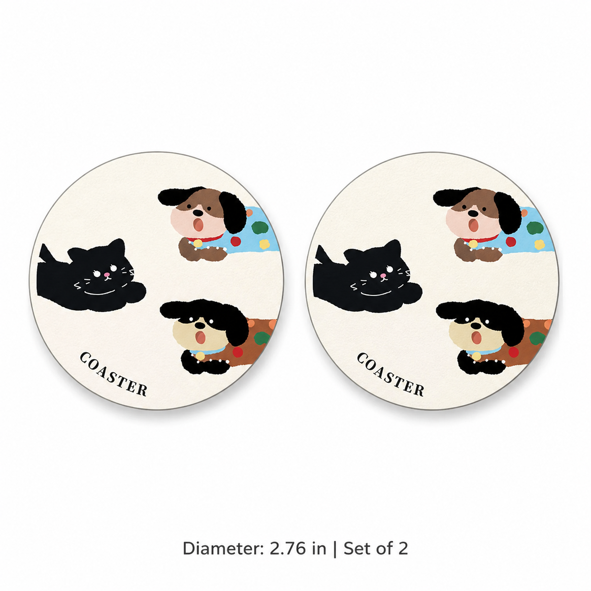 Happy Every Day Pet Leather Car Coaster, Set of 2