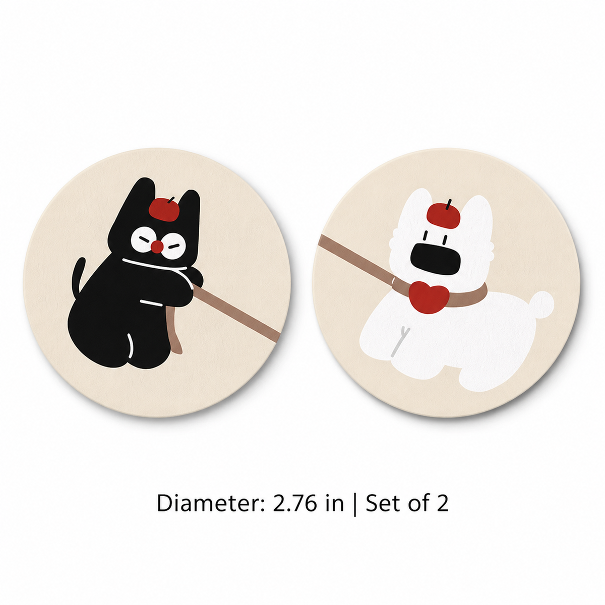 Beret Snack Buddies Leather Car Coaster, Set of 2