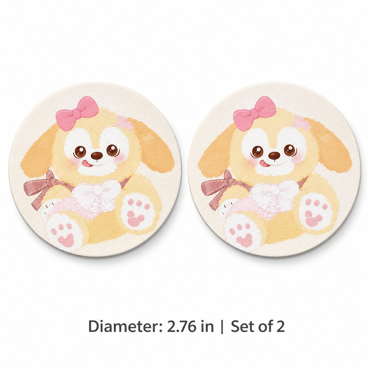 CookieAnn Leather Car Coaster, Set of 2