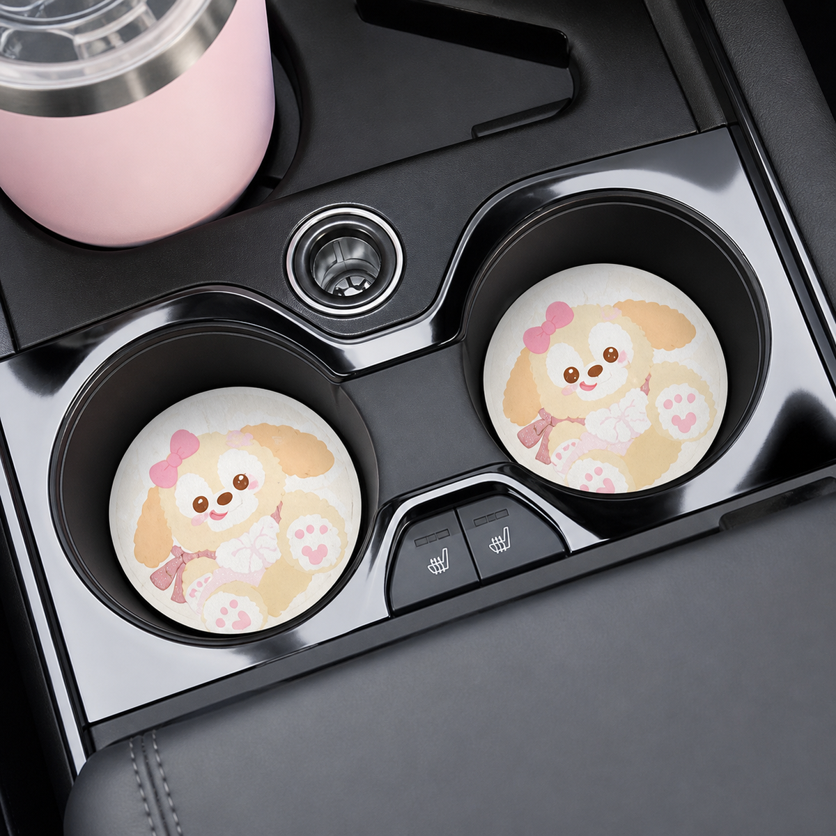 CookieAnn Leather Car Coaster, Set of 2