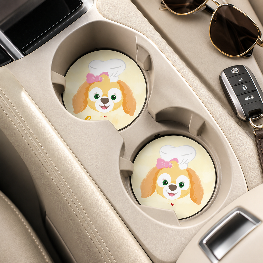 CookieAnn Leather Car Coaster, Set of 2