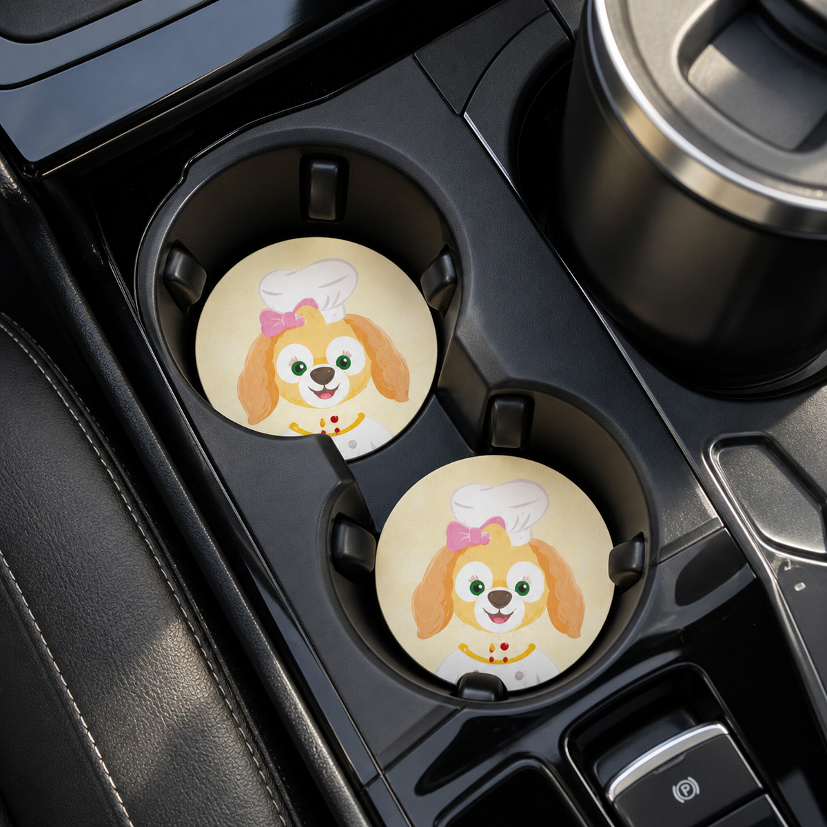 CookieAnn Leather Car Coaster, Set of 2