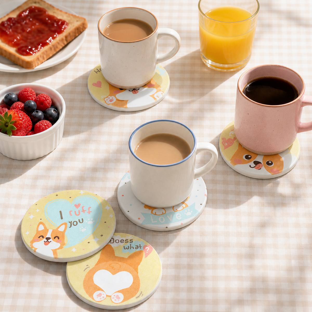 Cute Corgi Diatomite Coaster | 5 Styles