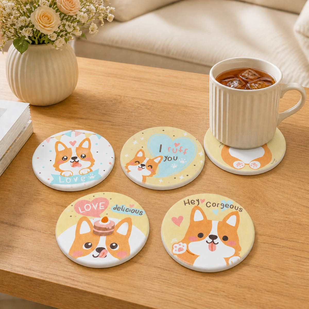 Cute Corgi Diatomite Coaster | 5 Styles