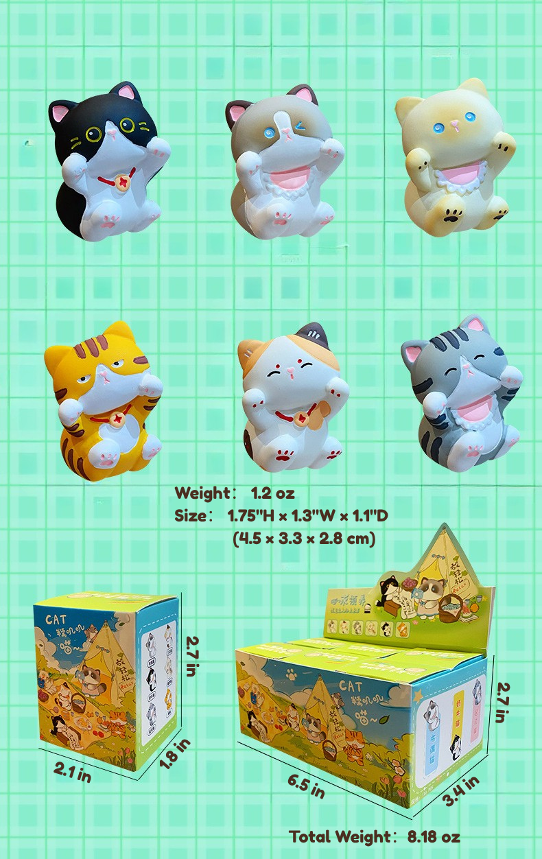 Giggling Kitty Mini Figurines – Cute Resin Cat Desk Decor, 6 Styles (Single or Full Set)
