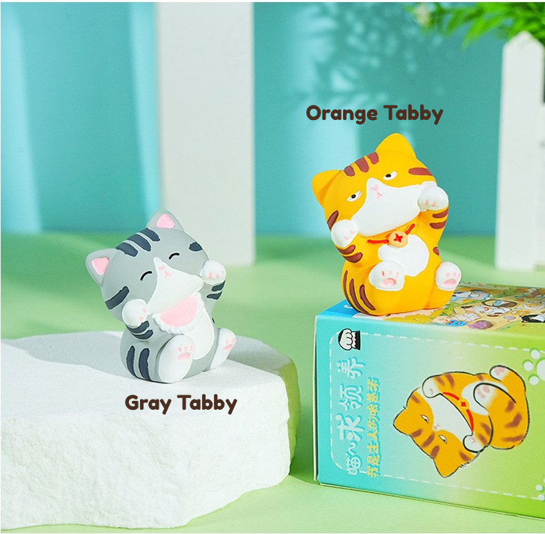 Giggling Kitty Mini Figurines – Cute Resin Cat Desk Decor, 6 Styles (Single or Full Set)