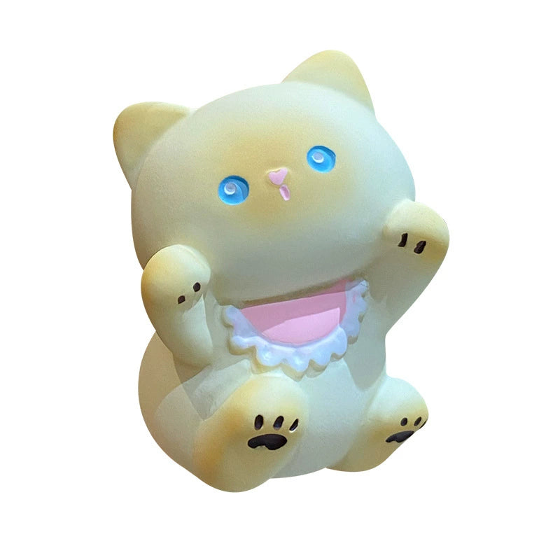 Giggling Kitty Mini Figurines – Cute Resin Cat Desk Decor, 6 Styles (Single or Full Set)