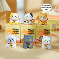 Hand-Carved Style Cat Figurines – Wood-Look Resin Kitty Desk Decor with Bell, 6 Styles (Single or Full Set)