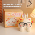 Cat Glasses Holder & Pen Cup – Cute Calico Cat Eyeglass Stand, Desk Organizer with Gift Box