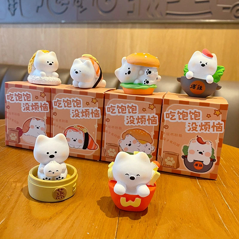 Foodie Westie Mini Figurines – Cute Resin Dog & Food Desk Decor, 6 Styles (Single or Full Set)