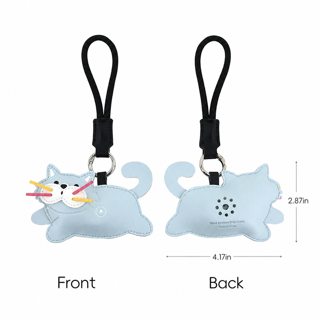 FluffyHunt Leather Squeeze & Squeak Keychain – Cat & Shiba Dog