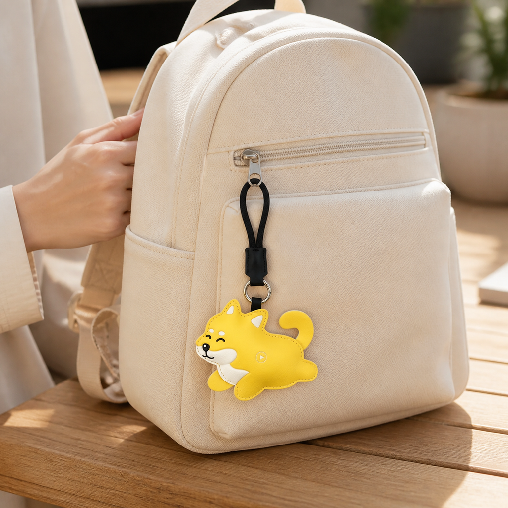FluffyHunt Leather Squeeze & Squeak Keychain – Cat & Shiba Dog