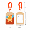 FluffyHunt PU Leather Peek-a-Boo Animal ID Card Holder Keychain