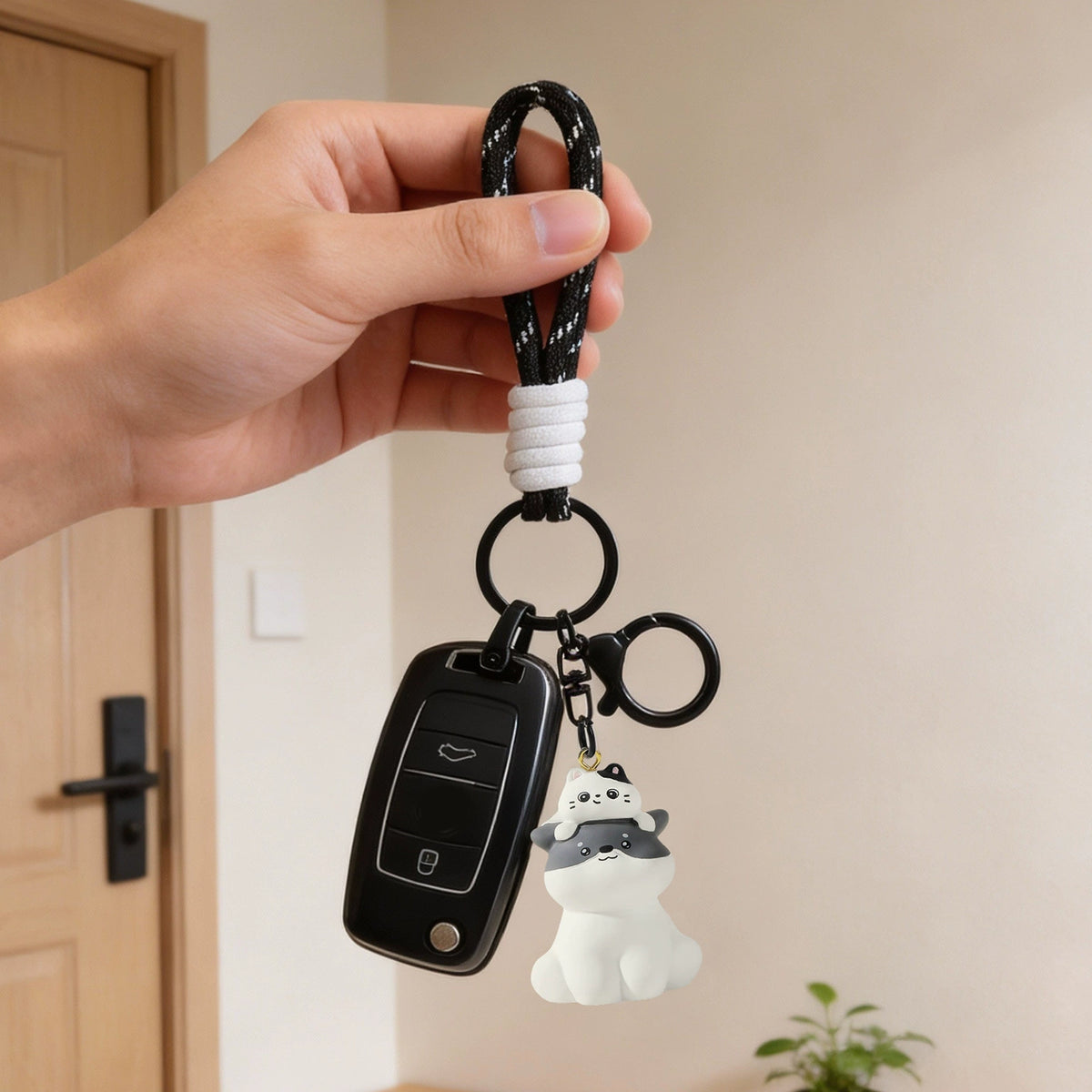 FluffyHunt Resin Cats & Dogs Stacked Keychain – Includes Matching Card