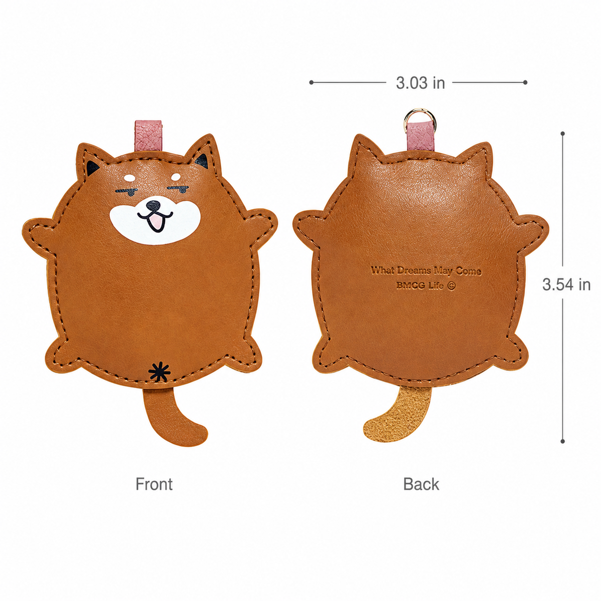 FluffyHunt PU Leather Layered Animal Keychain – Cat & Shiba Dog