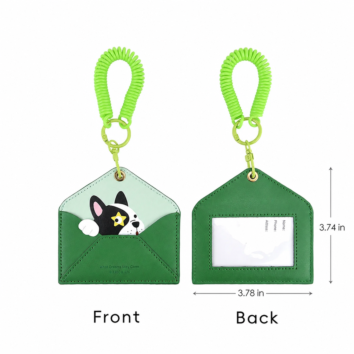 FluffyHunt PU Leather Envelope Animal Card Holder Keychain