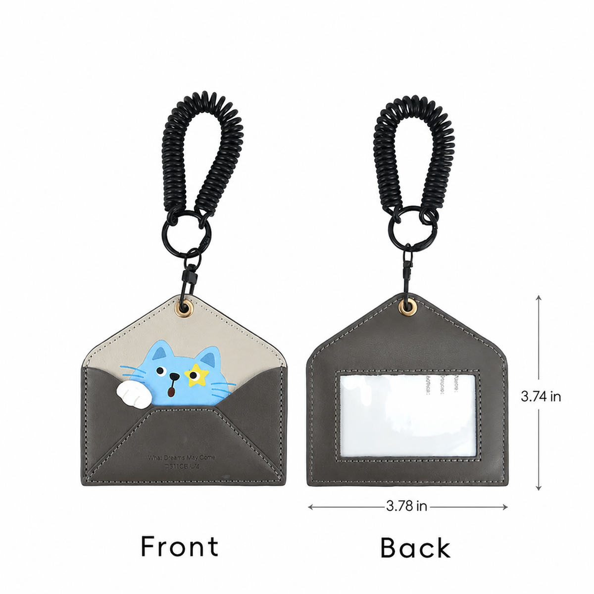 FluffyHunt PU Leather Envelope Animal Card Holder Keychain