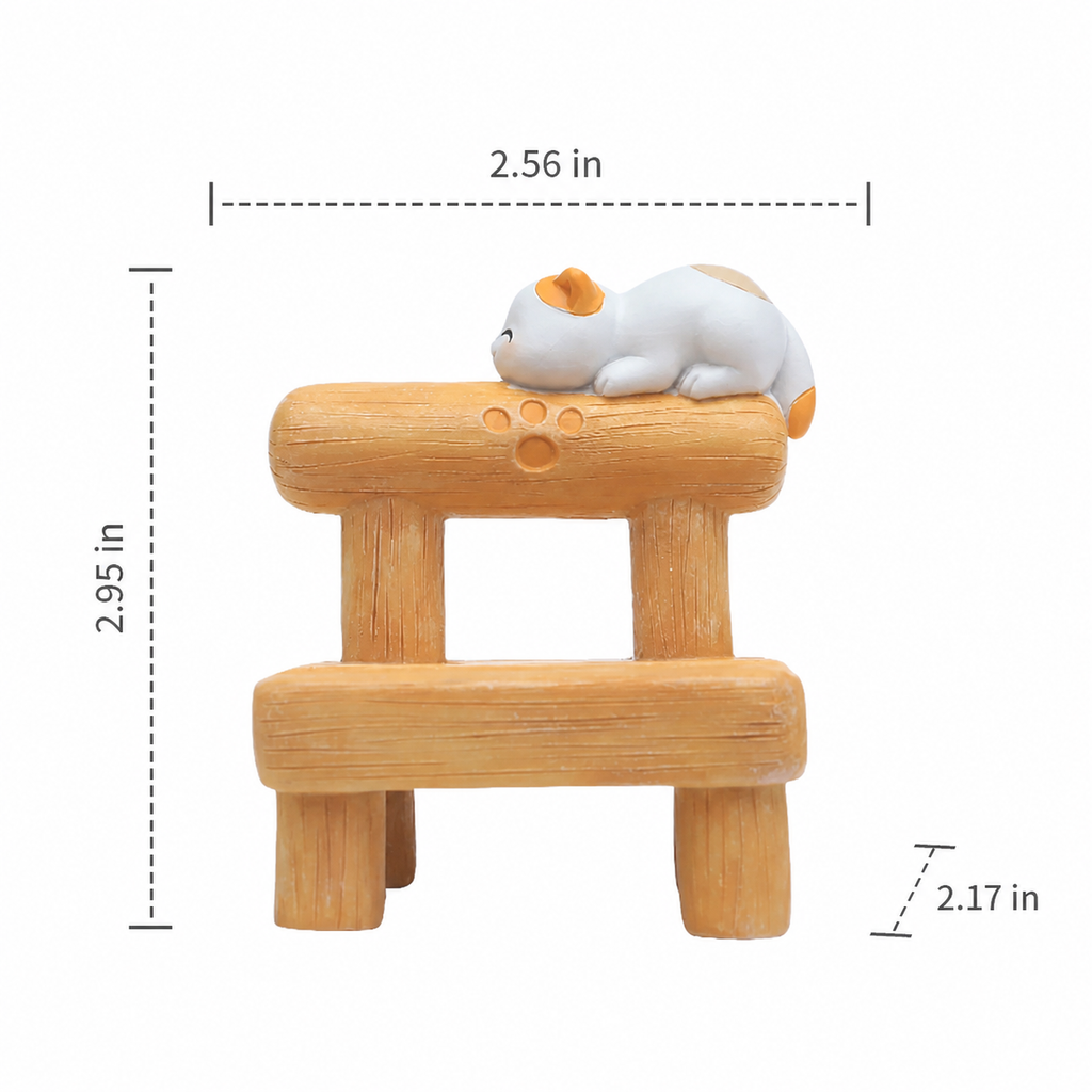 Cute Wood Stool Cat & Corgi Resin Phone Stand