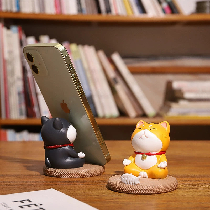 Meditating Cat & Dog Phone Stand