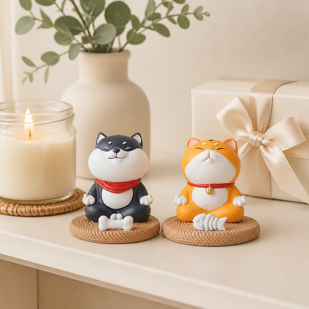 Meditating Cat & Dog Phone Stand