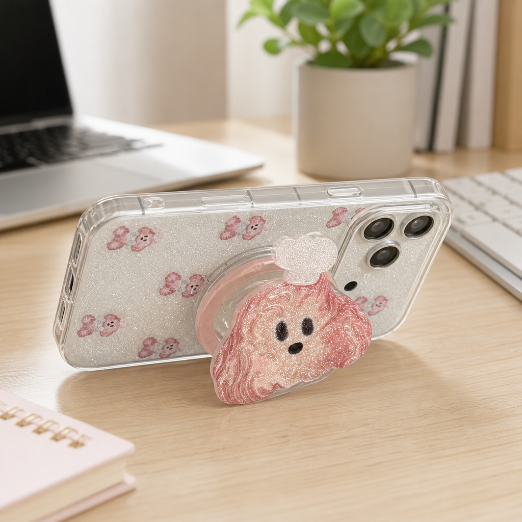 Cute Cookie Puppy MagSafe Phone Stand | Sparkly Acrylic Grip Stand
