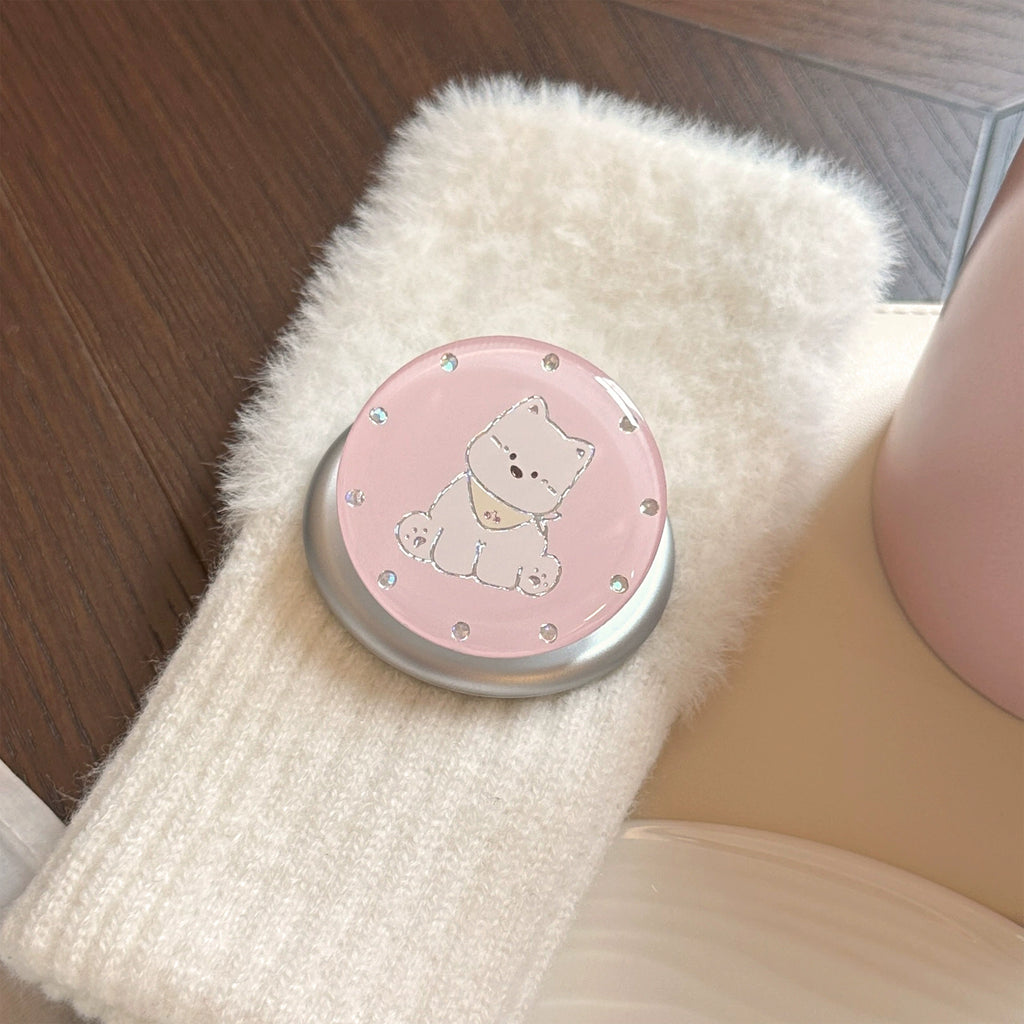 Cute Bandana Puppy Rhinestone MagSafe Stand | Sparkly Alloy Grip
