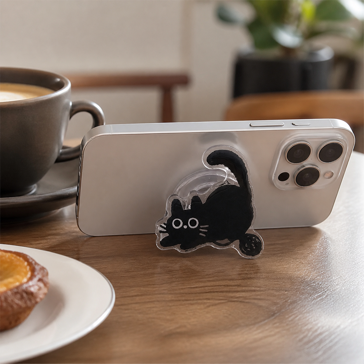 Cute Black Cat MagSafe Phone Stand | Edgy Ins-Style Grip, 3 Designs