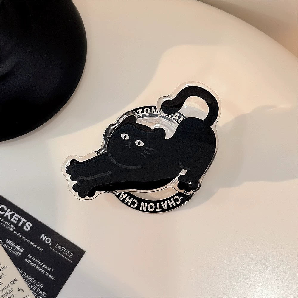 Cute Black Cat MagSafe Phone Stand | Edgy Ins-Style Grip, 3 Designs