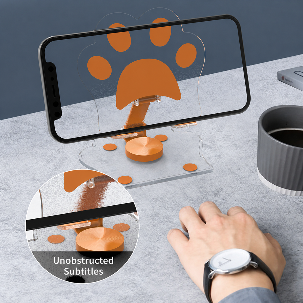 Cute Cat Paw Acrylic Phone Stand | 360° Rotating iPad & Phone Holder