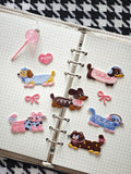 Set of 9 Fuzzy Self-Adhesive Stick-On Appliques with Bows - Pastel Kitten & Puppy Embroidered Patches