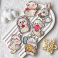 Set of 6 Self-Adhesive Stick-On Appliques, Bunny Cat Puppy Hedgehog - Cute Baby Animal Embroidered Patches